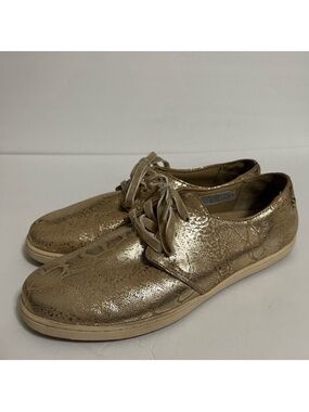 VIONIC 556 Palermo Metallic Gold Snakeskin Sneakers Comfort Shoes Size 8.5